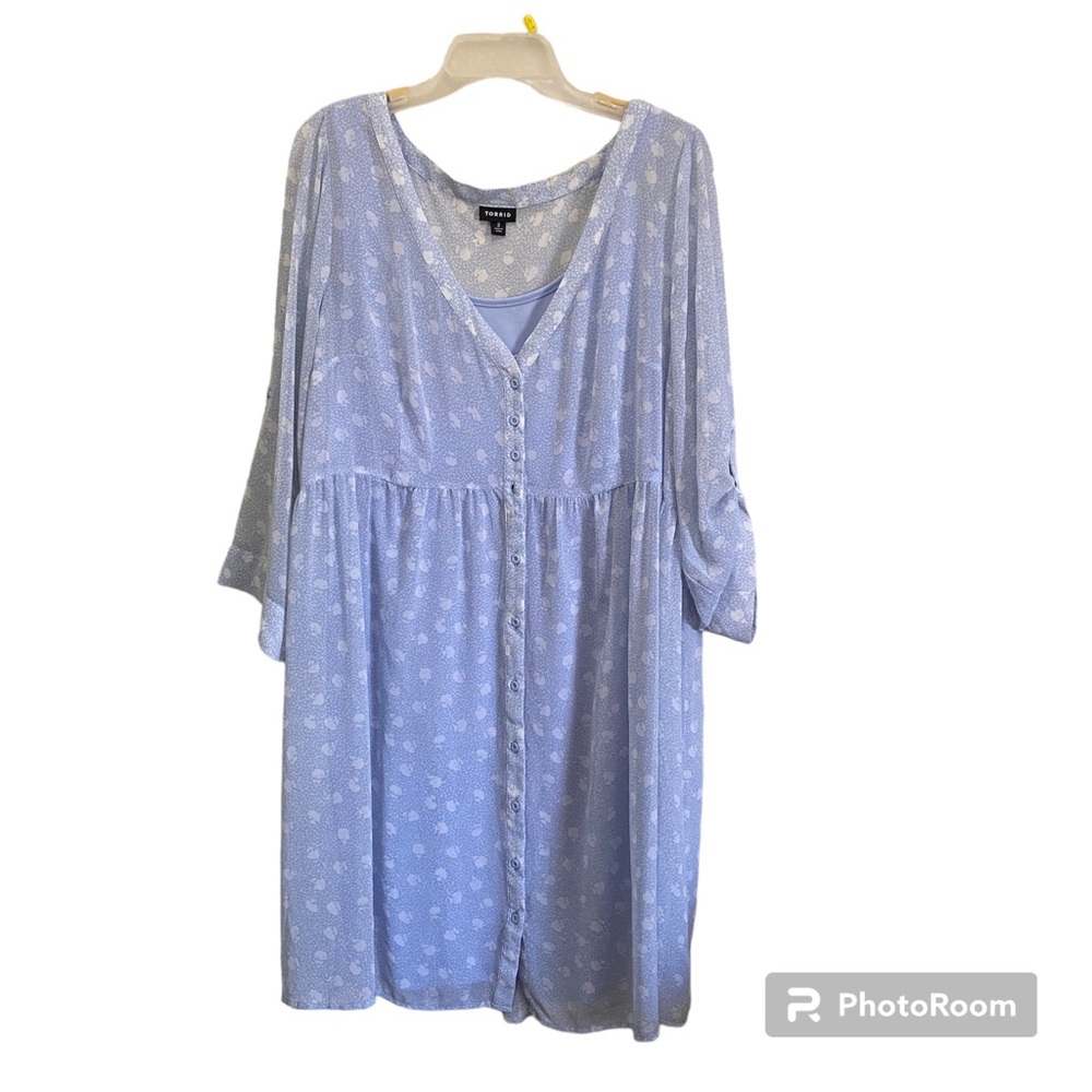 Torrid 2x plus size dress baby blue floral pastel